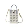 Bolso de Mano Texturizado Verano 2025 Nuevo para Niña Bolso para Teléfono Bolso Cuadrado Pequeño Tejido de Lana Bolso Cruzado
