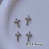 Itens Mais Vendidos Transfronteiriços: Brincos de Cruz Cromados, Acessórios para Nail Art, Liga de Zinco com Strass Estilo Punk Retrô, Diamantes para Unhas Vestíveis