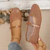 Nuevos zapatos planos de ballet de moda transfronterizos para verano, con punta redonda, de malla hueca, transpirables y disponibles en tallas grandes
