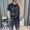 Camiseta Masculina de Seda de Gelo Secagem Rápida Manga Curta Verão Meia Manga Tendência Jovem Masculina Camisa Base Fina