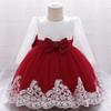 Comércio Exterior Amazon Transfronteiriço bebê Renda Vazado Vestido Princesa Laço vestido de bebê Vestido de um ano vestido