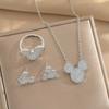 [Conjunto] Brincos e Colar de Alta Qualidade, Luxo Acessível, Cheio de Zircônia, Mickey, Ouro Real, Cobre Galvanizado Micro-Embutido Conjunto Combinação