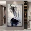 Pintura Decorativa Moderna de Belleza de Postura para Mesita de Noche de Dormitorio Pintura Decorativa para Estudio Sala Mural de Bistro Pintura Colgante de Arte para Pared de Hotel