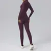 Chamarra de fitness de manga larga con cremallera y cuello alto con bolsillos, leggings de yoga sin costuras de cintura alta, conjunto de dos piezas para correr y fitness