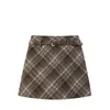 Falda de Lana Cuadros Coreana Tallas Grandes para Mujer en Otoño e Invierno Falda Gruesa de Línea A para Gorditas Falda de Cintura Alta con Cadera con Cinturón