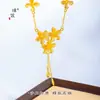 Collar con Borla de Flor de Tres Vidas y Flor de Cinco Pétalos Color Oro Arena Estilo Mismo de Puzuo Gold Shop con Flores Florecientes y Cadena para Clavícula para Mujeres Versátiles y Elegantes