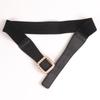 Cinturón fino con perla cuadrada para mujer, decorativo, con sello de cintura y falda, estilo vintage, elástico, combinable con todo, color negro.