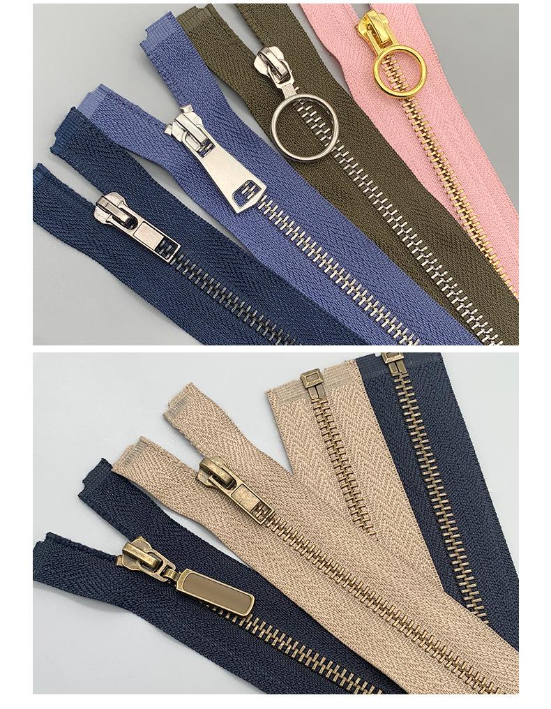 金属开尾拉链，5号枪色铜牙拉链