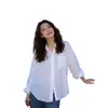 Camisa Ligera de Estilo Old Money para Mujer, Blanca, con Cuello y Botones, Corte Relajado, Adelgazante, Top Versátil para el Trabajo