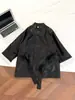 Jaqueta Externa de Couro PU de Renda com Cadarço de Comprimento Médio, Cool e Sexy, para Mulheres, Jaqueta Corta-Vento Preta Estilo Comuter Top