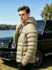 Jaqueta de Penas Nova para o Inverno 2026 com Capuz, Cor Sólida, Casaco Quente, Casual Masculino Básico Versátil Alta Qualidade Moda Premium