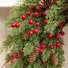 Guirlanda de Natal Amazon Folhas de Cipreste Pinhas Frutas Vermelhas Laço Guirlanda Decoração de Natal Plantas Verdes Artificiais