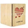 Nueva Tarjeta de Madera Simple para el Día de San Valentín Chino con Exquisito Toque Ritualístico, Tarjeta de Felicitación de Amor Hueca en Forma de Corazón