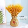 Saco de cevada dourada espiga de trigo flor seca atacado ornamentos para sala de estar flores artificiais decoração de flor de fruta vermelha ornamentos de inauguração de casa