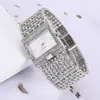 Comércio Exterior Venda Quente Moda Relógio Feminino Simples Quadrado Quartzo Pulseira de Liga Temperamento Strass Relógio Feminino Atacado