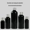 Sub-frasco de plástico preto à prova de luz 30 50 100 ml tampa de alumínio reagente amostra tinta óleo essencial líquido frasco vazio