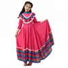 Traje de apresentação de palco para jardim de infância, dança folclórica tradicional mexicana Mingyan com saia longa para meninas