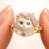 Bestseller transfronterizo: Anillos cepillados lindos y peculiares con temática de gatos, anillos frescos exquisitos y dulces para mujeres, regalos perfectos para novias, suministro de joyería de nicho