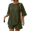Item de moda exclusivo para Amazon internacional: Conjunto de verão de 2 peças com top oversized e shorts soltos com bolsos