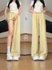 Calça feminina de verão fina de seda gelada de perna larga, novo estilo 2026, fluida reta casual slim-fit fresca calça Yamamoto para pessoas baixinhas