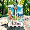Ojo de Tianjin Campana del Siglo Cultural y Creativo de Madera Tendencia Nacional Imán de Nevera Creativo Tridimensional Souvenir de Viaje Edificio Emblemático