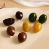 Pendientes de Botón Ovalados de Resina Transfronterizos Europeos y Americanos Pendientes Maillard de Otoño e Invierno Pendientes Simples de Moda Versátiles para Mujer Sensación de Alta Gama