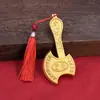 Hacha Fu de Latón Relieve Dragón Carácter Fu Hacha de Doble Dragón Empuñadura de Cobre Decoración para el Hogar Casa de Pueblo Colgante de Hacha de Cobre