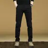 Pantalones Casuales para Hombre de Primavera y Otoño sin Planchar, de Pierna Recta Ajustada, Pantalones Largos Negros Sencillos, Versátiles para Comercio Transfronterizo