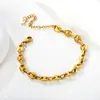 Pulseira de Concha de Joia Transfronteiriça Europeia e Americana, Pulseira Grossa Personalizada da Moda, Corrente de Coração, Pulseira Banhada a Ouro 18K de Aço Inoxidável