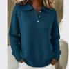 Camisa Polo Suelta y Relajada de Manga Larga con Cuello de Botones para Mujer, Nuevo Estilo Otoño e Invierno Transfronterizo Europeo y Americano 2026