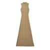 Cuello Alto, Cintura Entallada, Top de Tirantes sin Mangas de Punto Texturizado, Vestido Entallado, Chaleco de Punto, Falda Larga de Lana