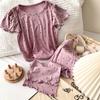 Ropa de Casa para Niños Primavera y Verano Nuevo Pequeña Impresión Modal Clase A Tejido Desnudo Coreano Traje de Pijama para Niñas