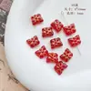 Serie Café Rojo Cuentas de Vidrio Checo Domésticas, Etiquetas Grabadas de Fuegos Artificiales, Materiales y Accesorios para Pulsera DIY Pintados a Mano con Oro de Hoja