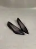 Versão em Couro Macio~Sapatos de Salto Anabela Femininos Bico Fino Estilo Francês, Sapatos de Trabalho Super Macios de Cano Baixo, Saltos Altos Deslumbrantes e Elegantes
