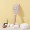 Pente de Massagem com Airbag de Madeira de Faia Estilo Nórdico para Mulheres, Pente Fofo com Almofada para Massagem do Couro Cabeludo, Pente de Cabeleireiro Orelha de Coelho