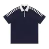 Camisa Polo Deportiva Verano Moda Japonesa Holgada Manga Corta Camiseta Marca de Moda Hombro Cremallera de Tres Barras polo200 g
