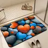Tapete de Piso de Tierra de Diatomeas con Diseño 3D de Concha Marina y Estrella de Mar, Fuerte Absorción de Agua, Secado Rápido, Antideslizante, Tapete de Baño Colorido para la Entrada del Baño