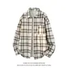 Otoño 2026 Nuevo Pana Retro Americano Cuadros Tallas Grandes Hombres Casual Holgado Versátil Cómodo Manga Larga