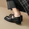 Zapatos Bajos con Hebilla Doble 2025 Otoño Nuevos Zapatos para Mujer Suela Gruesa Mary Jane Zapatos Pequeños de Piel Tacón Grueso Tacón Medio Punta Redonda Planos