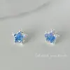 Pendientes de Cristal Azul con Forma de Estrella de Cinco Puntas para Mujer, Estilo Veraniego, Versátiles, Pendientes Frescos y Sencillos, Pendientes de Diseño de Nicho