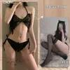 Qian Nai Roupa Íntima Sexy Perspectiva Malha Borboleta da Paixão Três Peças Sem Costas Abertura Livre Uniforme Grátis 268