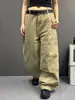 Calça jeans desconstruída cáqui estilo americano para homens e mulheres, calça de trabalho retrô da moda outonal, calça casual larga e solta