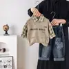 Conjunto de Otoño para Niños de 1-2-3 Años Chaleco Suéter con Letras para Niños Conjunto de Tres Piezas Ropa Exterior para Bebé Ropa Elegante 4