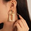 Brincos de Argola Quadrados Geométricos de Resina Europeus e Americanos, Estilo Fashion Dupla Face, Brincos Elegantes de Nicho de Alta Qualidade para Mulheres