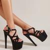 Suministro Directo de Fábrica de Zapatos En Stock a Largo Plazo Modelo Romano Americano Pasarela Pole Dance Sandalias de Tacón de 17 cm