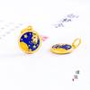Retención de Color Alta Oro Vietnamita Accesorios DIY Astronauta Spaceman Estrella Azul Redondo Marca Colgante Collar Pulsera Mujeres