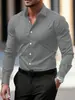 Camisa de trabajo negra formal de negocios de manga larga para hombre, corte slim, talla extra, para primavera y otoño