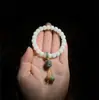 Raiz de Bodhi Jade Branco Círculo Único Estilo Antigo Contas Cilíndricas Cordão Liso e Outros Ricos e Diversos Exquisitos e Bonitos Pulseiras de Bodhi Atacado