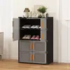 Zapatero Simple con Doble Puerta, Gabinete de Almacenamiento Multicapa para Uso Doméstico, Atractivo Zapatero a Prueba de Polvo para Uso en Interiores, Venta al por Mayor para Exportación