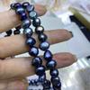 Colar de Pérolas Negras Verde Pavão 9-10mm Semi-acabado Pérola Natural de Água Doce Acessórios para Joias Artesanais DIY